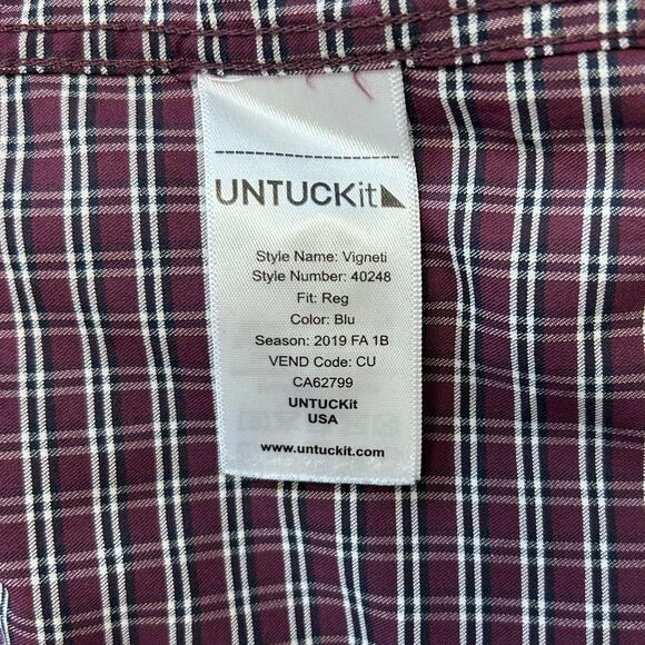 Untuckit Mens Vigneti Large Check Plaid Button-Down Shirt Nylon/Elastane - Picture 7 of 10